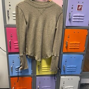 Free People Women's Long Sleeve Waffle Knit Sweater - Olive